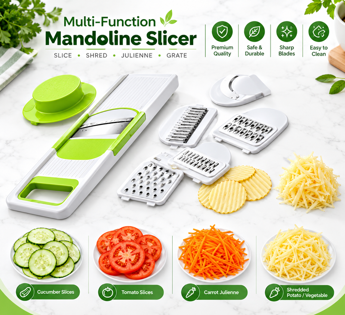 4-in-1 Multifunctional Mandoline Vegetable Slicer & Grater