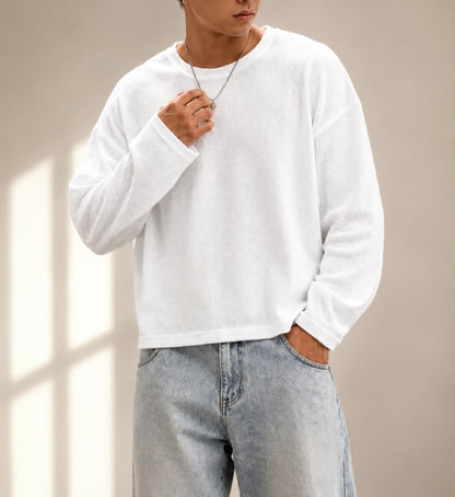 Men’s Premium Oversized White Long Sleeve T-Shirt
