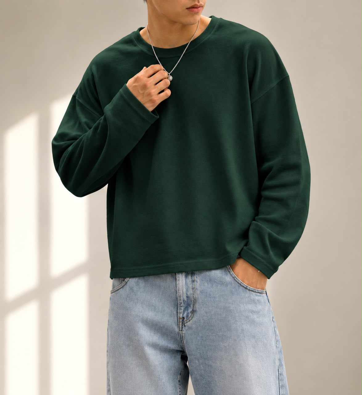 Men’s Premium Oversized White Long Sleeve T-Shirt