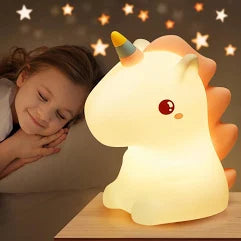 Silicone Unicorn LED Night Light – Squishy Touch-Sensitive RGB Bedside Lamp