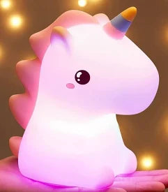 Silicone Unicorn LED Night Light – Squishy Touch-Sensitive RGB Bedside Lamp
